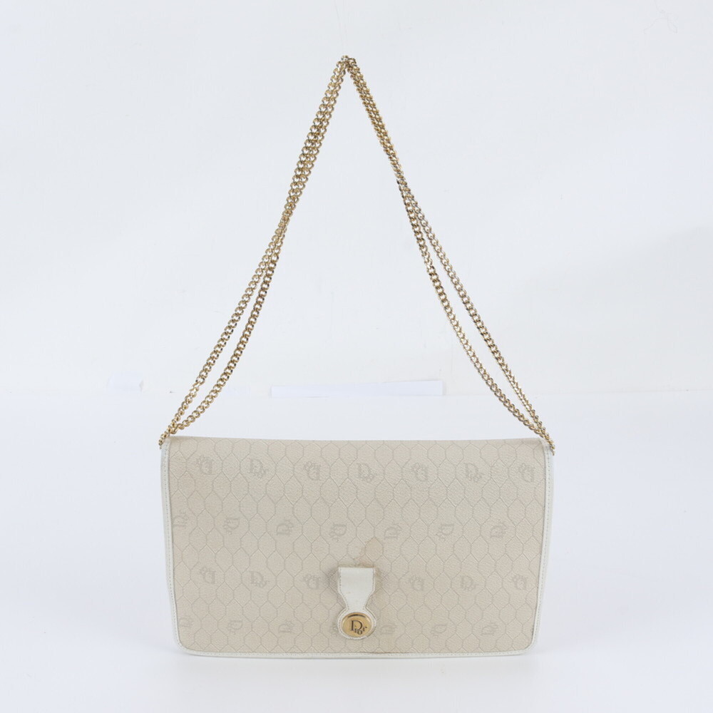 Christian Dior Honeycomb Pattern Leather 2-Way Chain Shoulder Bag Tote for Women